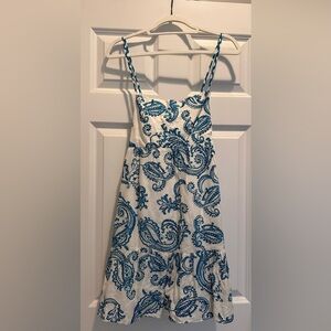 NWT Alice + Olivia off white/ ocean blue size 4 mini dress